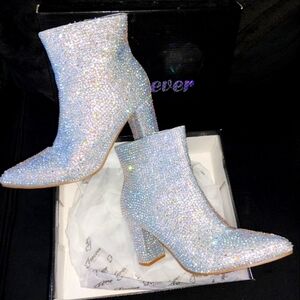 Sparkling Silver Ankle Boots